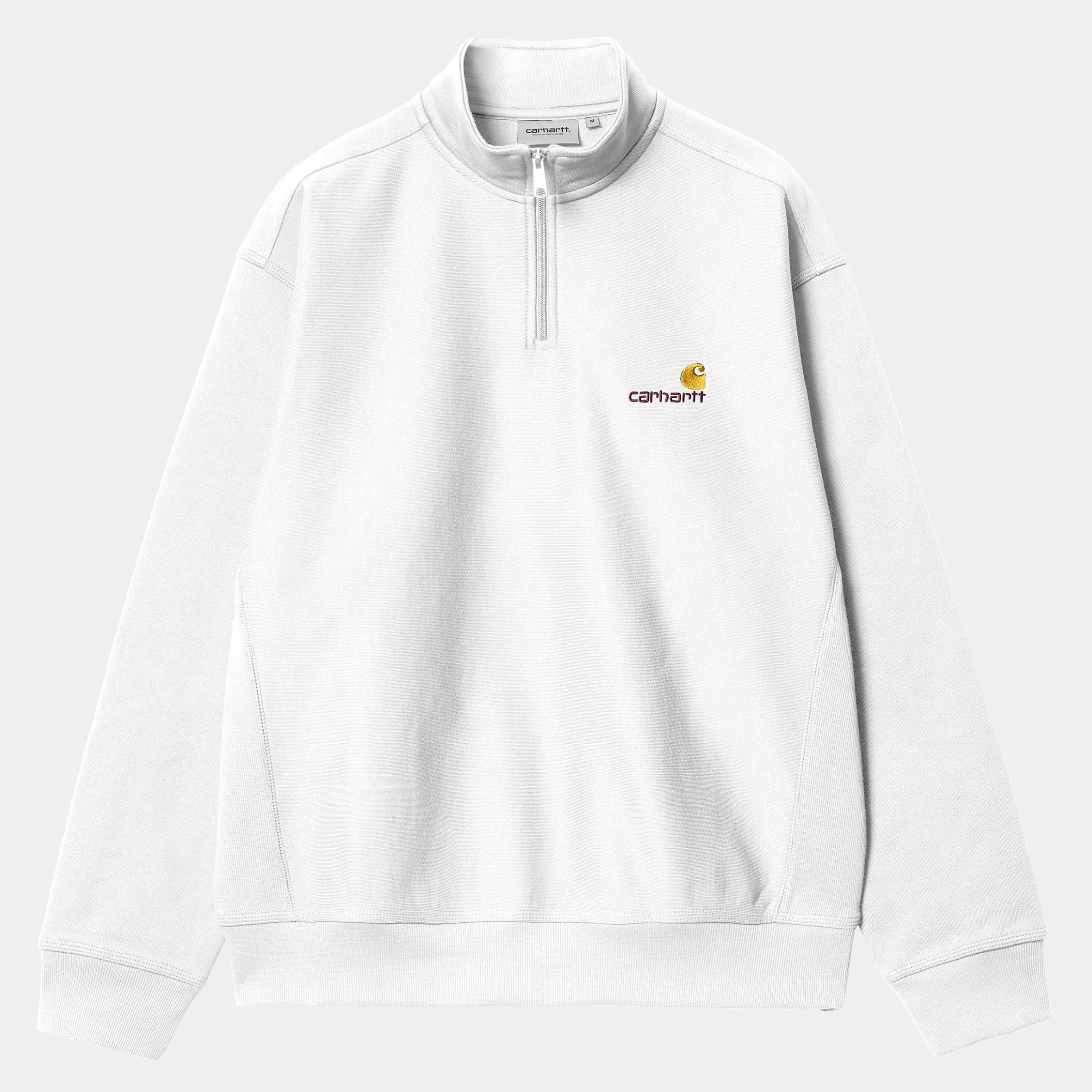 half_zip_american_script_sweatshirt_4-6.webp Sweats | Carhartt WIP Half Zip American Script Sweatshirt White