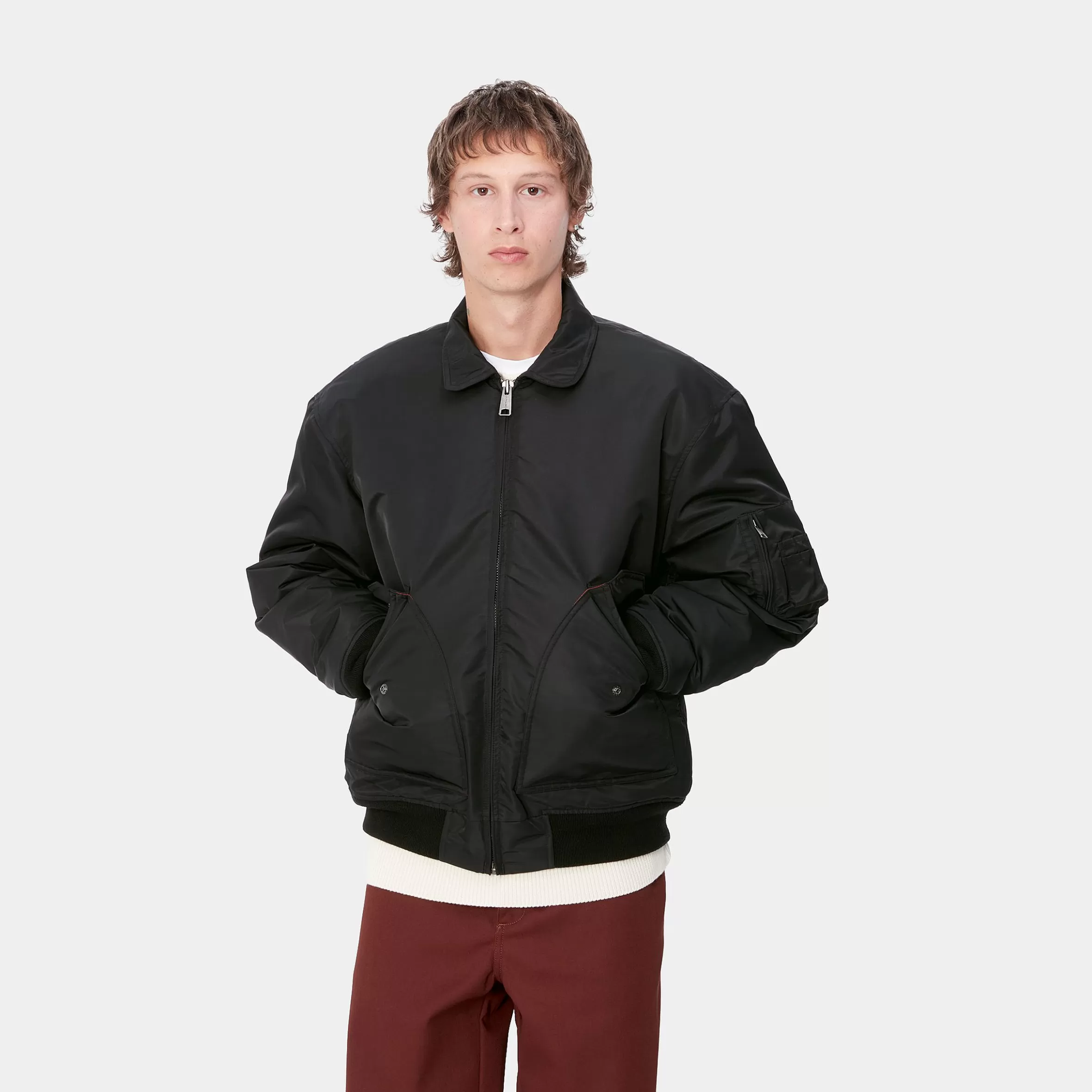 olten_bomber_3.webp Blusões E Coletes | Carhartt WIP Olten Bomber Black / Turmeric