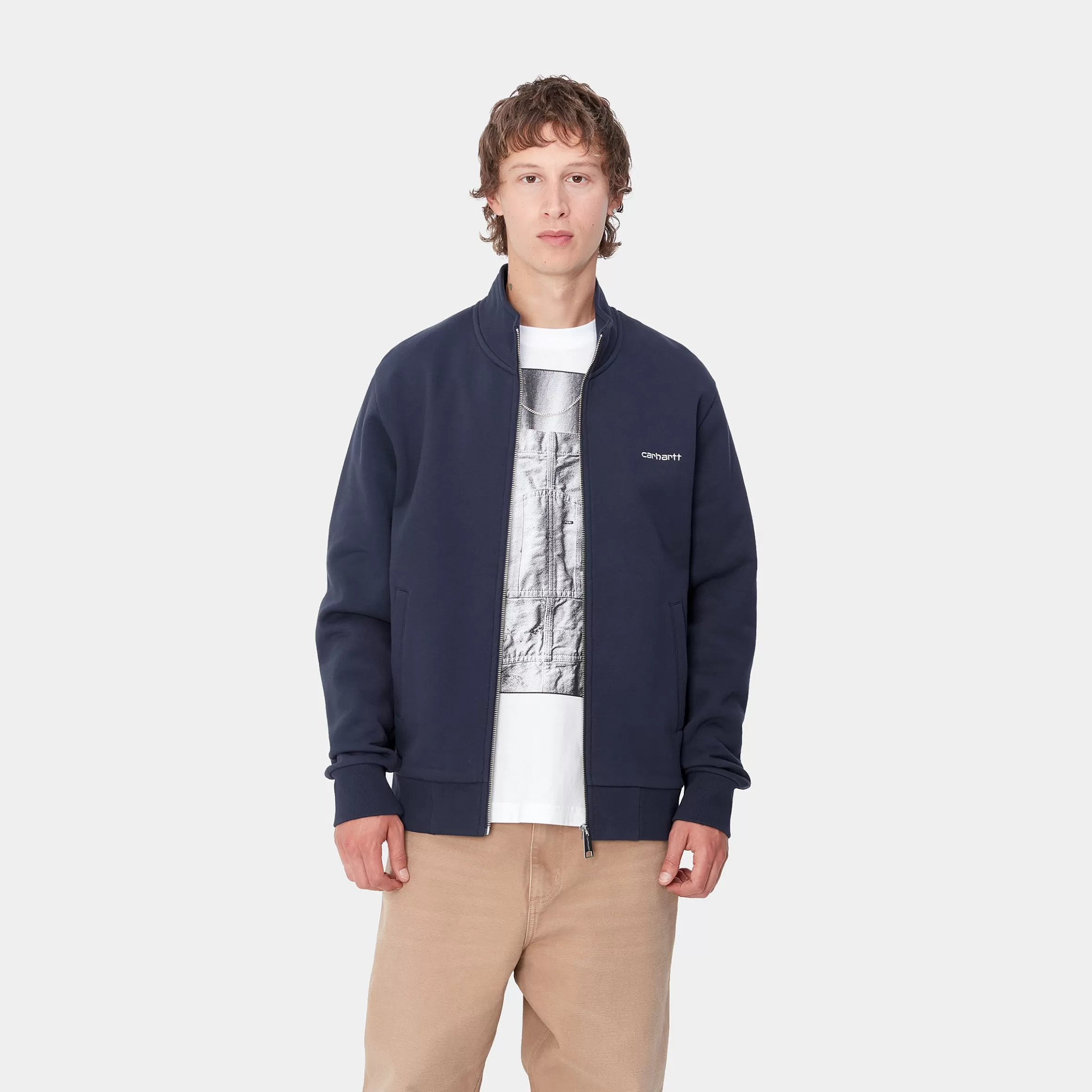 Sweats | Carhartt WIP Script Embroidery Jacket Air Force Blue / White