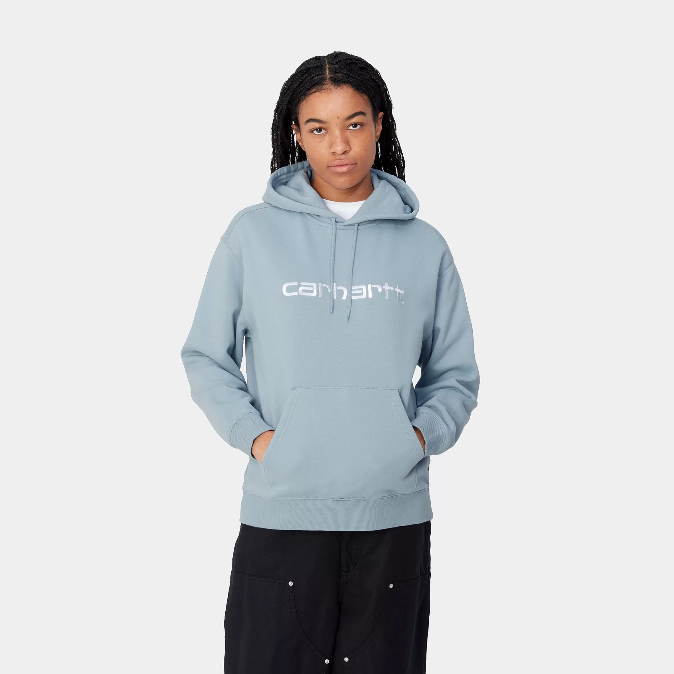 Sweats | Carhartt WIP W' Hooded Carhartt Sweatshirt Misty Sky / White